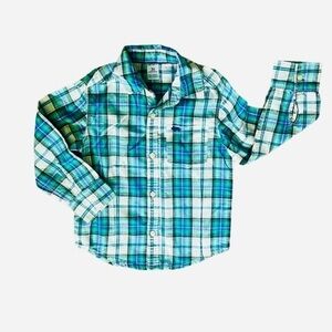Carter’s casual plaid green white cotton shirt buttons down, long sleeves Boy 3T
